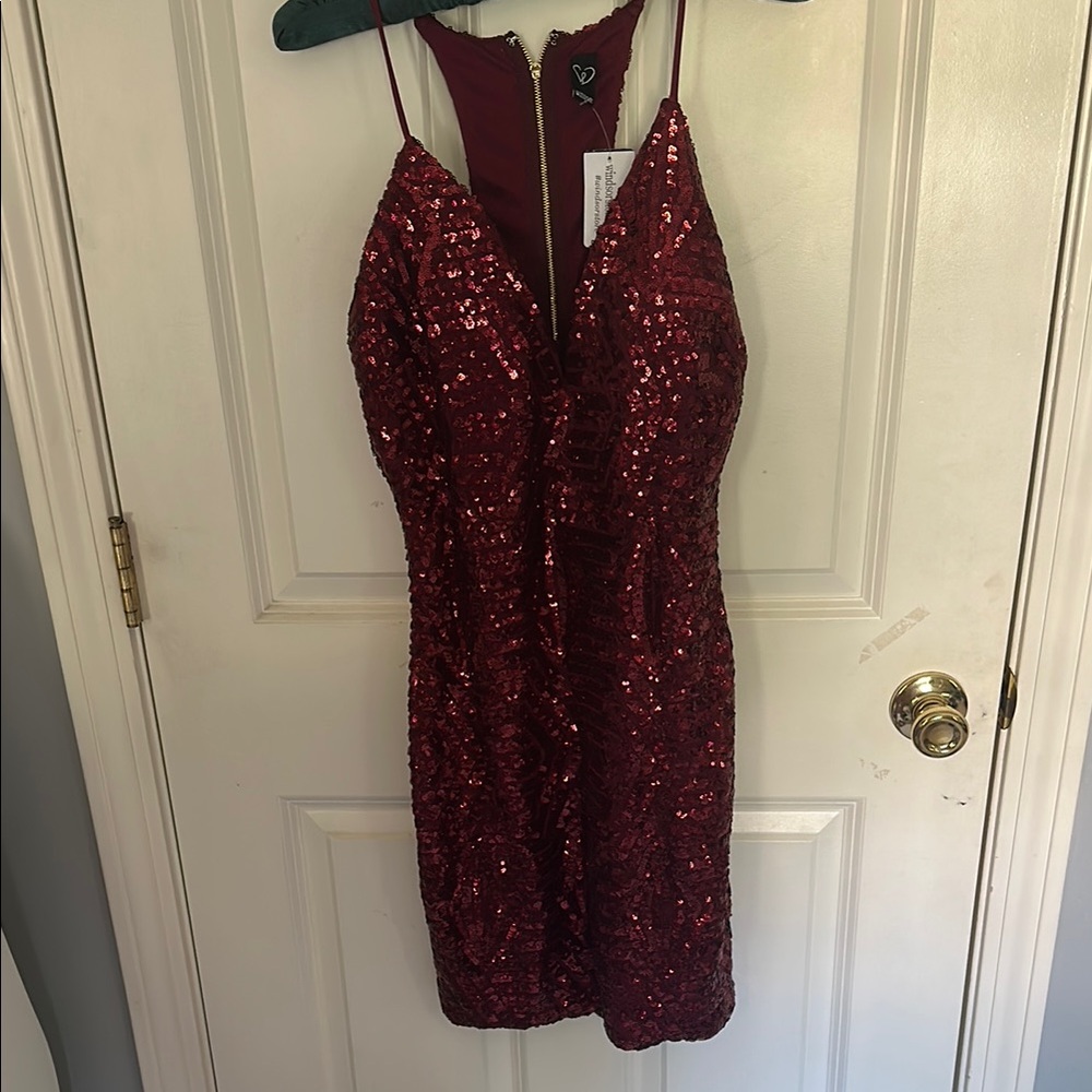 Windsor Burgundy Sequin Mini Dress